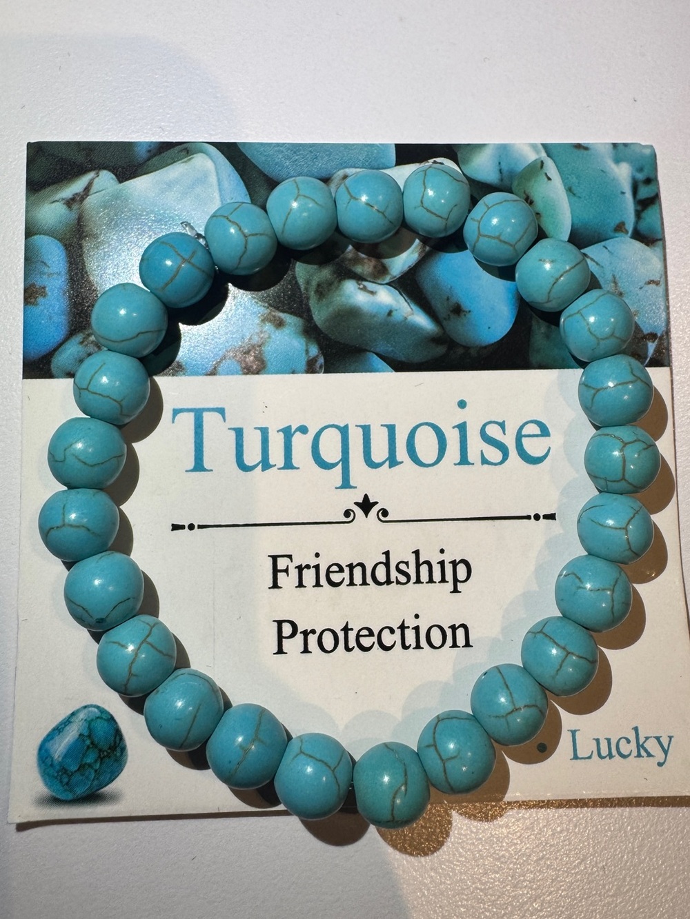 Turquoise dyed Howlite Beaded Stretch Bracelet - Turquoise Color